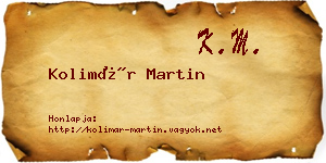 Kolimár Martin névjegykártya